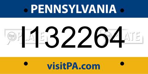 I132264 Pennsylvania License Plate
