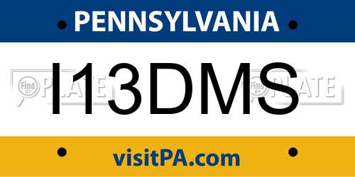 I13DMS Pennsylvania License Plate