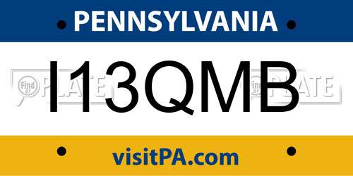I13QMB Pennsylvania License Plate