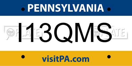 I13QMS Pennsylvania License Plate