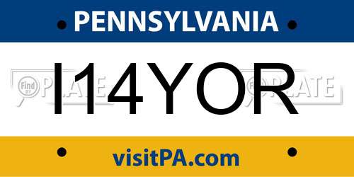 I14YOR Pennsylvania License Plate