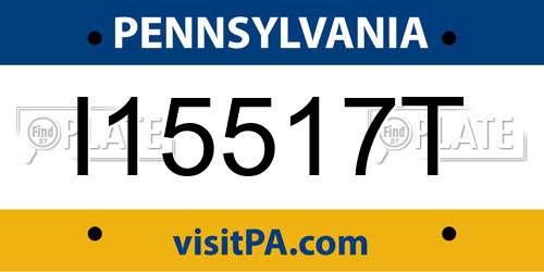 I15517T Pennsylvania License Plate