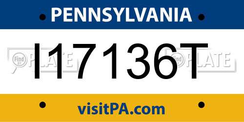 I17136T Pennsylvania License Plate
