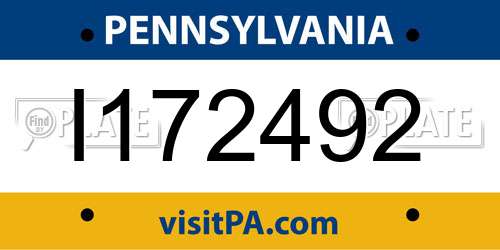 I172492 Pennsylvania License Plate