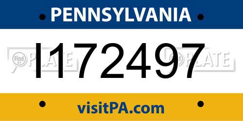 I172497 Pennsylvania License Plate
