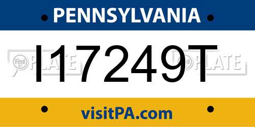 I17249T Pennsylvania License Plate