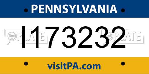 I173232 Pennsylvania License Plate