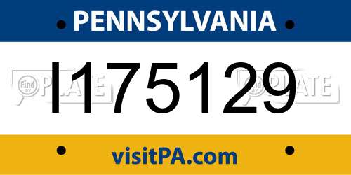 I175129 Pennsylvania License Plate