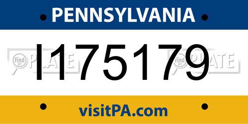 I175179 Pennsylvania License Plate