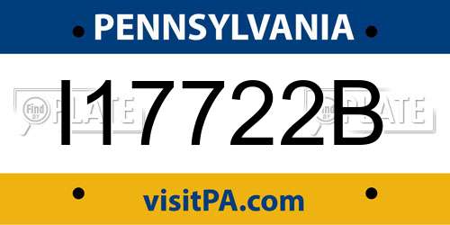 I17722B Pennsylvania License Plate