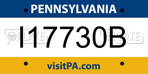 I17730B Pennsylvania License Plate