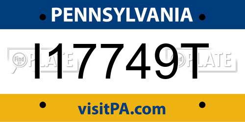 I17749T Pennsylvania License Plate