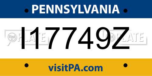 I17749Z Pennsylvania License Plate