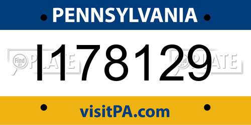 I178129 Pennsylvania License Plate