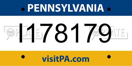 I178179 Pennsylvania License Plate