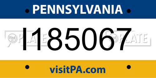 I185067 Pennsylvania License Plate
