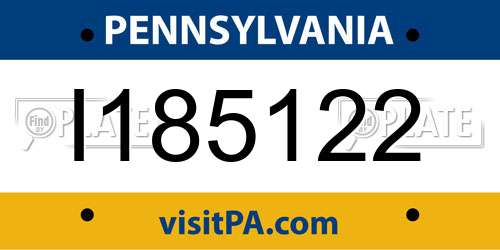 I185122 Pennsylvania License Plate