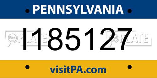 I185127 Pennsylvania License Plate