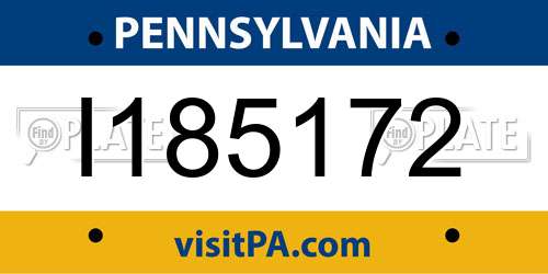 I185172 Pennsylvania License Plate