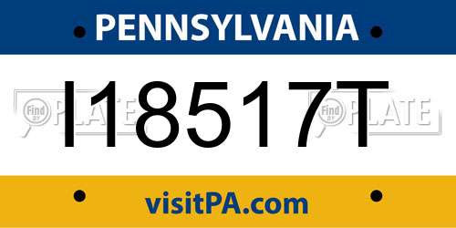 I18517T Pennsylvania License Plate