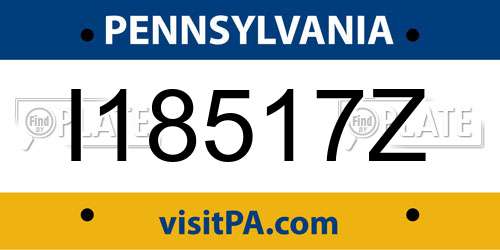 I18517Z Pennsylvania License Plate