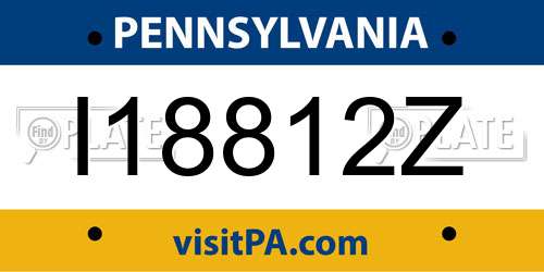I18812Z Pennsylvania License Plate