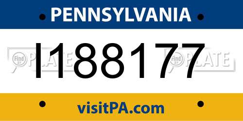 I188177 Pennsylvania License Plate