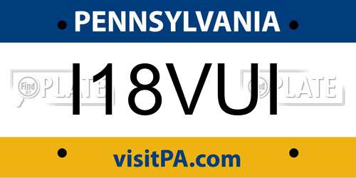 I18VUI Pennsylvania License Plate