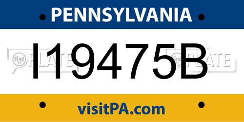 I19475B Pennsylvania License Plate