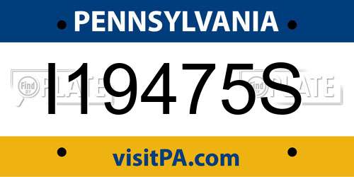 I19475S Pennsylvania License Plate