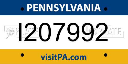 I207992 Pennsylvania License Plate