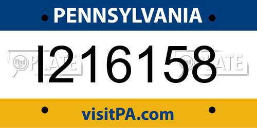 I216158 Pennsylvania License Plate