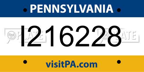 I216228 Pennsylvania License Plate