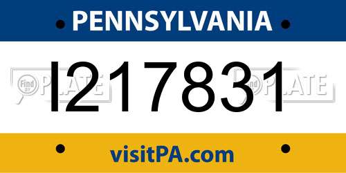 I217831 Pennsylvania License Plate