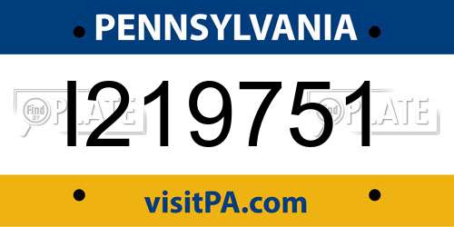 I219751 Pennsylvania License Plate