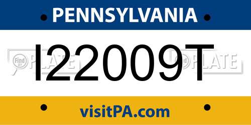 I22009T Pennsylvania License Plate