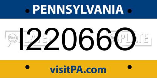 I22066O Pennsylvania License Plate
