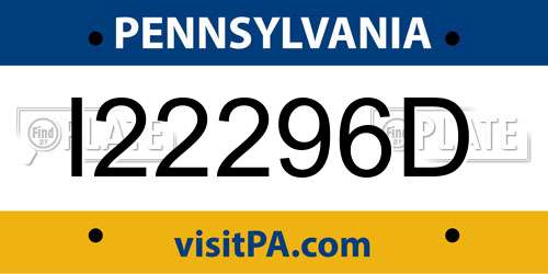 I22296D Pennsylvania License Plate