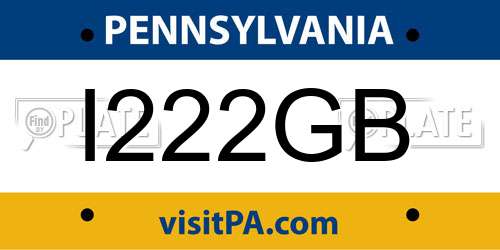 I222GB Pennsylvania License Plate