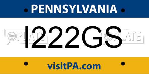 I222GS Pennsylvania License Plate
