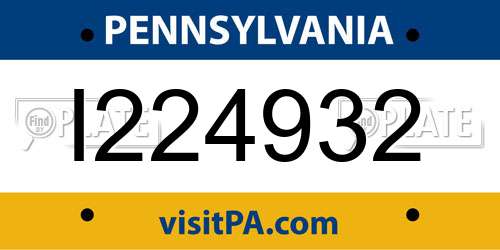I224932 Pennsylvania License Plate