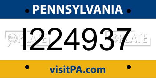 I224937 Pennsylvania License Plate