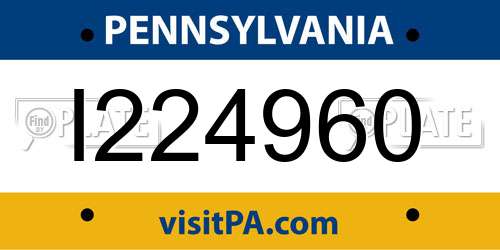 I224960 Pennsylvania License Plate