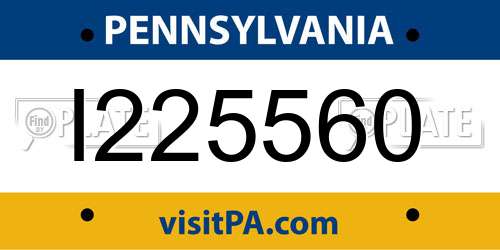 I225560 Pennsylvania License Plate
