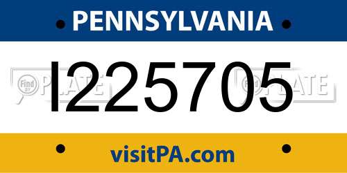 I225705 Pennsylvania License Plate