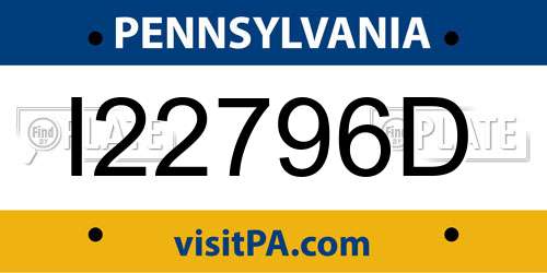 I22796D Pennsylvania License Plate