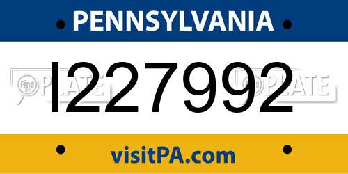 I227992 Pennsylvania License Plate