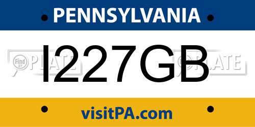 I227GB Pennsylvania License Plate