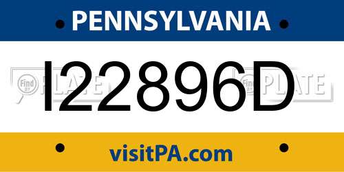 I22896D Pennsylvania License Plate