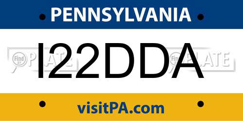 I22DDA Pennsylvania License Plate